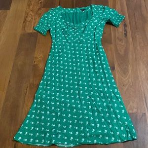 J Crew 6 green floral tailored dress